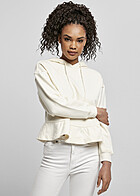 Urban Classics Dames Organic Hoodie met Brede Ruffle Zoom en Tunnelkoord whitesand wit