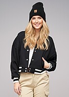 Urban Classics Dames Oversized College Jack met Knopenrij en 2 Zakken zwart wit