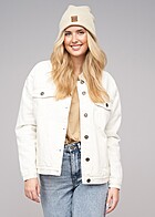 Urban Classics Dames Oversized Spijkerjack met Sherpakraag en Knopenrij raw wit