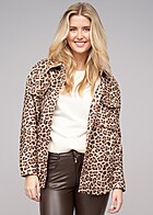 Urban Classics Dames Jack Hemdjacke met All-Over Leo Print en Borstzakken bruin