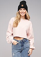 Urban Classics Dames Crop Sweater Trui met Borduursel en Ronde Hals roze