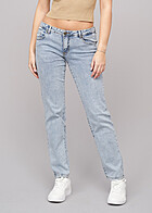 Urban Classics Dames Low Waist Jeans met 5 Pockets in Washed Design lichtblauw