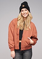 Urban Classics Dames Oversized Bomber Jack met Knopenlijst terracotta rood