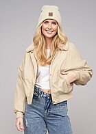 Urban Classics Dames Pilot Bomber Jack met Rits en Knopenlijst wetsand beige