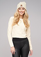 Urban Classics Dames Sweater Gebreide Trui met Ruitenpatroon en Ronde Hals zandbeige