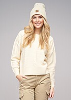Urban Classics Dames Sweater Gebreide Trui met Vlechtmotief en Ronde Hals zandbeige