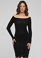 Urban Classics Dames Lange Mouwen Off-Shoulder Jurk zwart