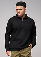 Urban Classics Herren Sweater Oversized Strickpullover mit Zipper schwarz