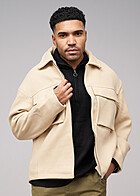 Urban Classics Herren Blouson Jacke mit Zipper und groen Taschen wetsand beige