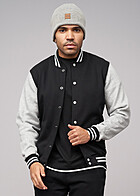Build Your Brand Herren Jacke im College-Design mit Knopfleiste schwarz h. grau