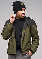 Build Your Brand Herren 2-Tone Windrunner Jacke mit Kapuze und Zipper olive grn schwarz