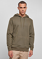 Build Your Brand Herren Basic Organic Hoodie mit Tunnelzug und Kangarootasche olive grn