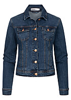 Cloud5ive Dames Spijkerjack met knoopsluiting en borstzakken donkerblauw