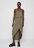 Urban Classics Dames Viscose Bandeau-Jurk met Zijdelingse Plooiing olijf