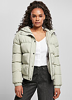 Urban Classics Damen Jacke Steppjacke mit Kapuze und 2-Pockets softsalvia beige