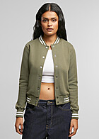 Urban Classics Damen College Sweat Jacke mit Knopfleiste olive weiss