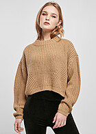 Urban Classics Damen Oversized Grobstrickpullover Sweater Vokuhila union beige