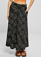 Urban Classics Dames Viscose Midi Rok met All-Over Print Bloem zwart wit