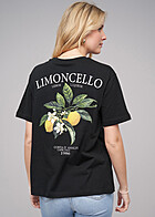 Cloud5ive Damen Oversized T-Shirt mit Rundhals und Lemon Back Print schwarz