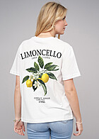 Cloud5ive Damen Oversized T-Shirt mit Rundhals und Lemon Back Print weiss