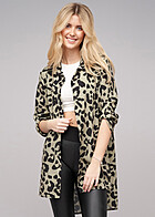 Cloud5ive Damen Bluse mit Turn-Up-rmeln und Vokuhila Schnitt Leo Print grn