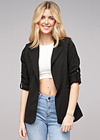 Cloud5ive Damen Blazer mit 3/4 Turn-Up-rmeln und 2-Pockets schwarz
