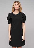 Cloud5ive Damen Minikleid mit Pufferrmeln und Knopf hinten schwarz