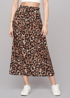 Cloud5ive Damen Longform Rock mit All-Over Leo Print braun schwarz