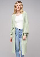 Cloud5ive Damen Longform Cardigan Strickjacke mit 2-Pockets mint grn