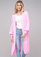 Cloud5ive Damen Longform Cardigan Strickjacke mit 2-Pockets coral rosa