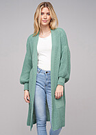 Cloud5ive Damen Longform Cardigan Strickjacke mit 2-Pockets chinois grn