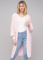 Cloud5ive Damen Longform Cardigan Strickjacke mit 2-Pockets rose