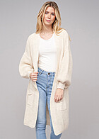 Cloud5ive Damen Longform Cardigan Strickjacke mit 2-Pockets beige