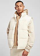 Urban Classics Herren Cord Weste mit Stehkragen und Zipper whitesand hell beige