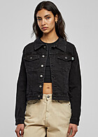 Urban Classics Damen Organic Jeansjacke mit Brusttaschen und Knopfleiste schwarz