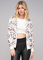 Cloud5ive Damen Blouson Bomberjacke mit All-Over Floral Print cream weiss