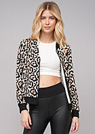 Cloud5ive Damen Blouson Bomberjacke mit All-Over Leo Print schwarz beige