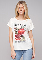 Cloud5ive Damen T-Shirt mit Roma Print und Rundhals weiss