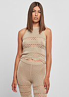 Urban Classics Damen Cropped Crochet Stricktop soft seagrass beige