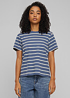Urban Classics Dames Boxy T-Shirt met Ronde Hals en Strepenpatroon blauw beige