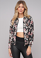 Cloud5ive Damen Blouson Bomberjacke mit Flower Print schwarz