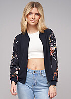 Cloud5ive Dames Blouson bomberjack met bloemenprint marineblauw multicolor