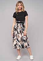 Cloud5ive Damen T-Shirt Kleid mit Taillenbund und Abstrakt Print schwarz multi