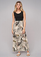 Cloud5ive Dames Tweekleurige maxijurk met tropische print zwart beige