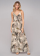 Cloud5ive Dames 2-laags maxijurk met tropische print beige