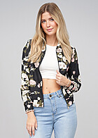 Cloud5ive Dames Blouson bomberjack met bloemenprint zwart