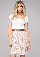 Cloud5ive Dames Tweekleurige jurk met ditsy-print en riem wit