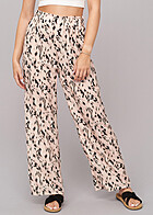 Cloud5ive Dames Crpe zomerbroek met all-over print beige zwart