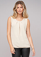 Cloud5ive Dames Effen top met rimpeling en ronde hals beige