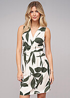 Cloud5ive Dames Jurk met rimpeling en bloemenprint groen beige
